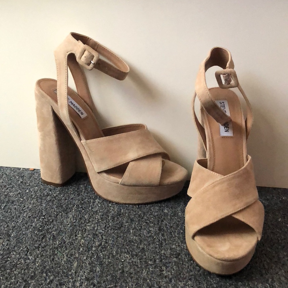 Steve Madden Nude Suede Jodi Wedge Heels